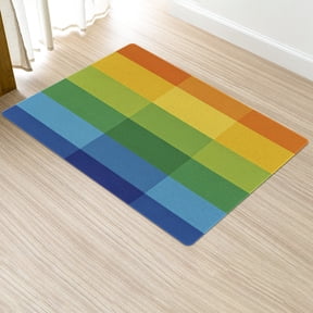 Rainbow Square Bathroom Rugs 19.7*31.5IN , Extra Soft Absorbent Bath Rugs Bath Mats for Bathroom Floor, Tub and Shower, Home Decor Accessories