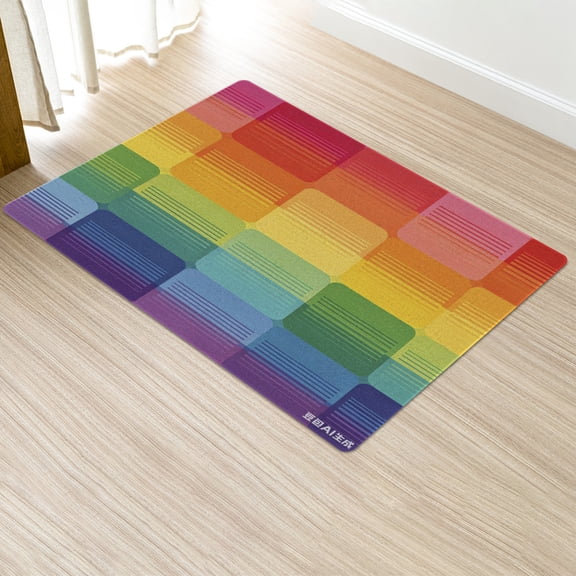 Rainbow Square Bathroom Rugs 40*60IN , Extra Soft Absorbent Bath Rugs Bath Mats for Bathroom Floor, Tub and Shower, Home Decor Accessories