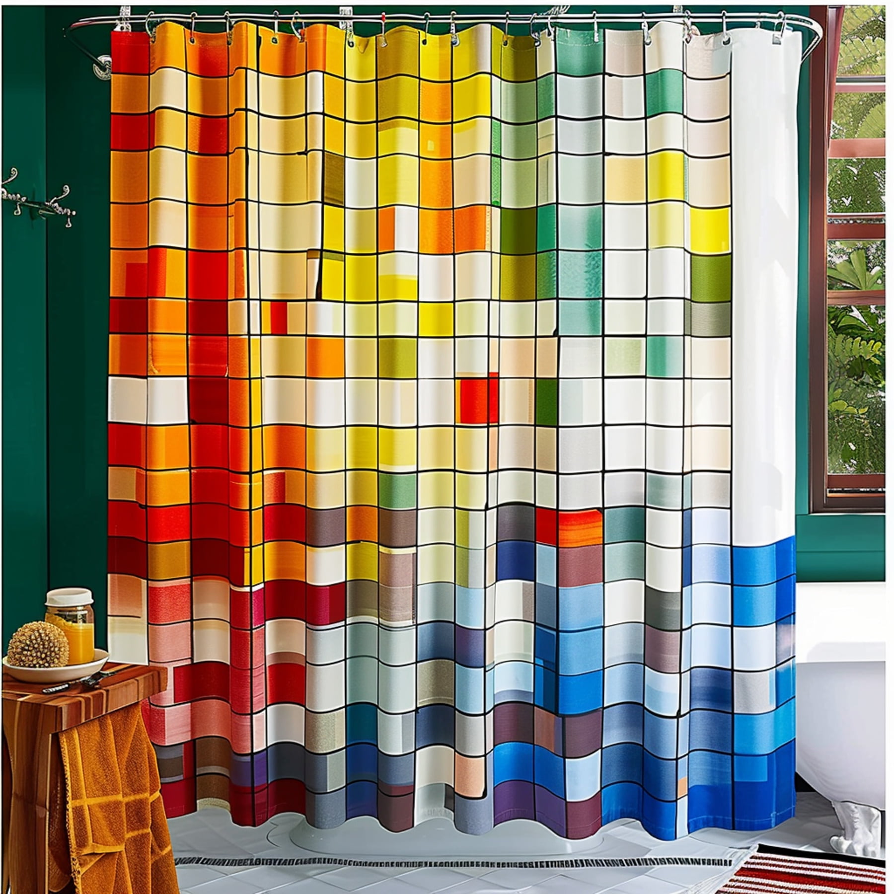 Rainbow Squares: Colorful & Modern Bathroom Shower Curtain Playful ...