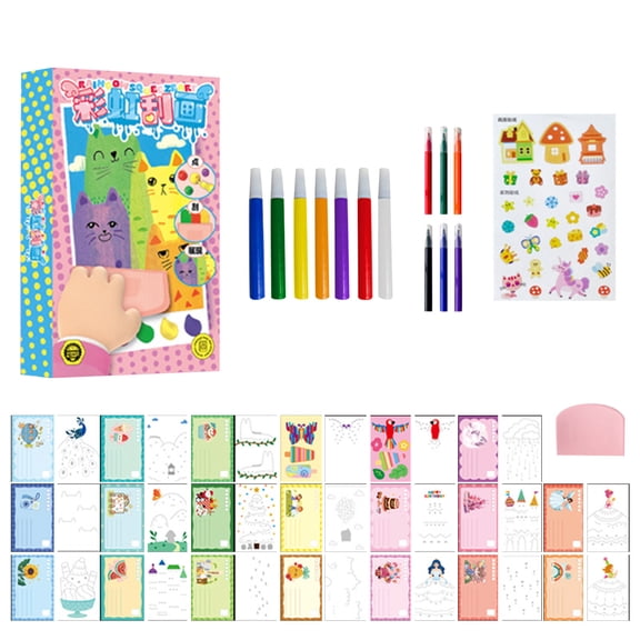 Rainbow Squeeze Art Kit, 2026 Upgrade Magic Rainbow Scratch Paper Art Set, Creative Squeegee Painting Kit DIY Postcards, 35pcs Scratch Art Party Favors and Sticker for Little Creators (Ser B)