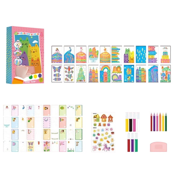 Rainbow Squeeze Art Kit, 35pcs Magic Rainbow Scratch Paper Art Set, for Birthdays, Holidays, Or as Party Favors,Scrap Painting Paper Art Set Notebook, DIY Gift Set (Set A)