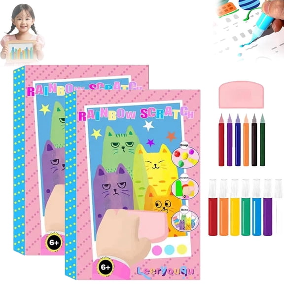 Rainbow Squeeze Art Kit, Magic Rainbow Scratch Paper Art Set, for Birthdays, Holidays, Or as Party Favors
