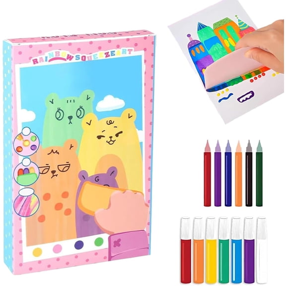 Rainbow Squeeze Art Kit with 2026 Upgrade Magic Scratch Paper Set