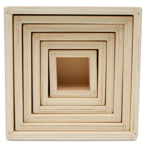 Rainbow Stackable Nesting Boxes, 2 Sets of 6 Stackable Square Boxes for Nesting Gift Boxes, Crafts, and Open-ended Play, by Woodpeckers