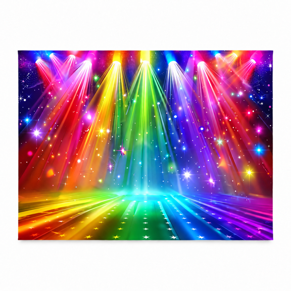 Rainbow Stage Lights Printed Polyester Backdrop, 244 x 183 cm