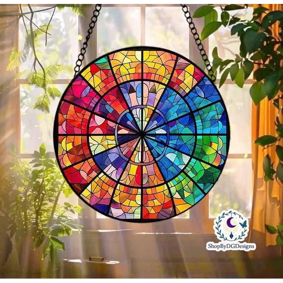 Rainbow Stained Glass Suncatcher, LGBT Pride Circle Window Art, Vibrant Love & Equality Decor, Gift for Pride Month, LGBTQ+ Celebration 4303515380
