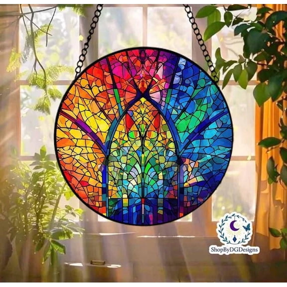 Rainbow Stained Glass Suncatcher, Pride Flag Window Art, Colorful LGBT Gift for Equality, Love and Support, Vibrant Decor for Pride Month 4303515494