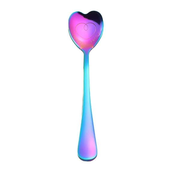 Rainbow Stainless Steel Dinner Spoon Valentine'S Day Love Themed Serving Spoon Table Household Cutlery Utensils Sturdy Colorful Spoon Silverware