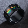 thumbnail image 1 of Rainbow Stainless Steel Mens Ring Sizes 7 8 9 10 11 12 Band Jewelry Durable everyday wear with modern look now, 1 of 6