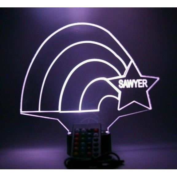 Rainbow Star Night Light Up Table Lamp LED Personalized Name Engraved Rainbow Star Bright Home Room Decor, Our Newest Feature - It's Wow, with Remote, 16 Colors, Free Engraved, Great Gift