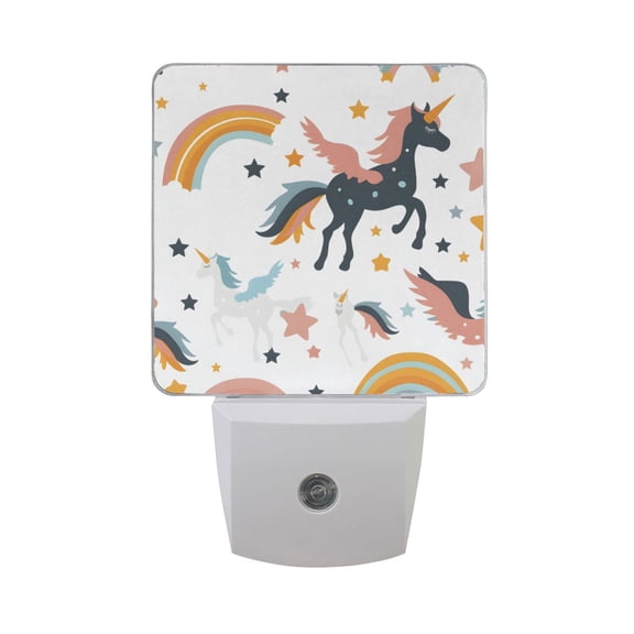 Rainbow Star Unicorns LED Night Light with Smart Sensor Plug Into Wall Dusk to Dawn 2 packs