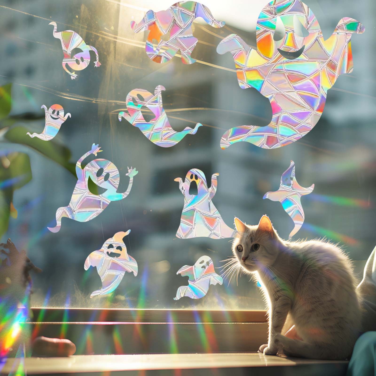 Rainbow Static Glass Window Stickers Colorful Bird Suncatcher Collision ...