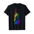 thumbnail image 1 of Rainbow Statue Of Liberty With Raised Fist LGBT Pride Ally Black T-Shirt, 1 of 5