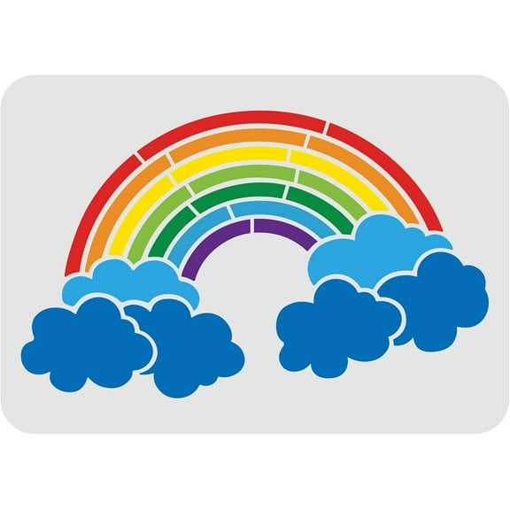 Rainbow Stencil Template 12"x8"/30x21cm Rectangle Rainbow Cloud Painting Stencil Reusable DIY Art Stencil DIY