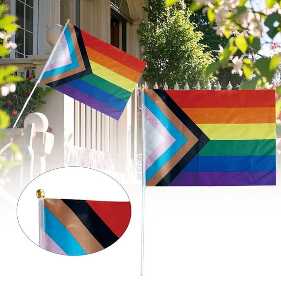 Rainbow Stick Flag, Hand-Held Flag On Stick,Handheld Pride Flags,Banners for Parades Festivals Party Decorations And Outdoor Events Desk Decor Pride Rainbow Flags Hand Waving Festival Flag