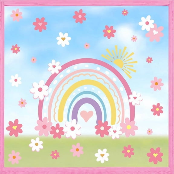 Rainbow Sticker Set for Walls & Surfaces – Adhesive Electrostatic & Reusable Refrigerator, Room & Furniture Decor Stickers for Living Spaces