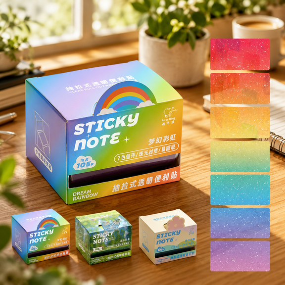 Rainbow Sticky Notes Glitter Note Roll Sparkly