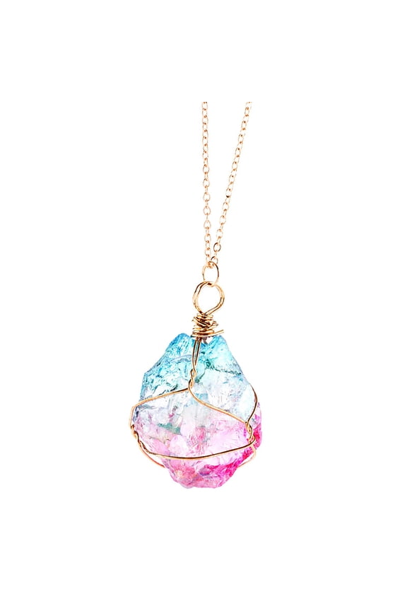 Rainbow Stone Natural Crystal Necklace Gold Plated Quartz, Stone, As Shown, One Size, Pendant
