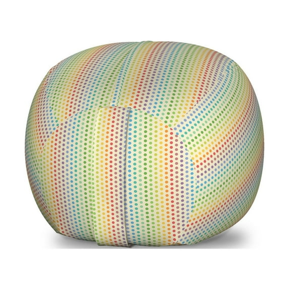 Rainbow Storage Toy Bag Chair, Composition of Circles or Dots as Rainbow Color Spectrum in Vertical Order Pattern, Stuffed Animal Organizer Washable Bag, Small Size, Multicolor, by Ambesonne