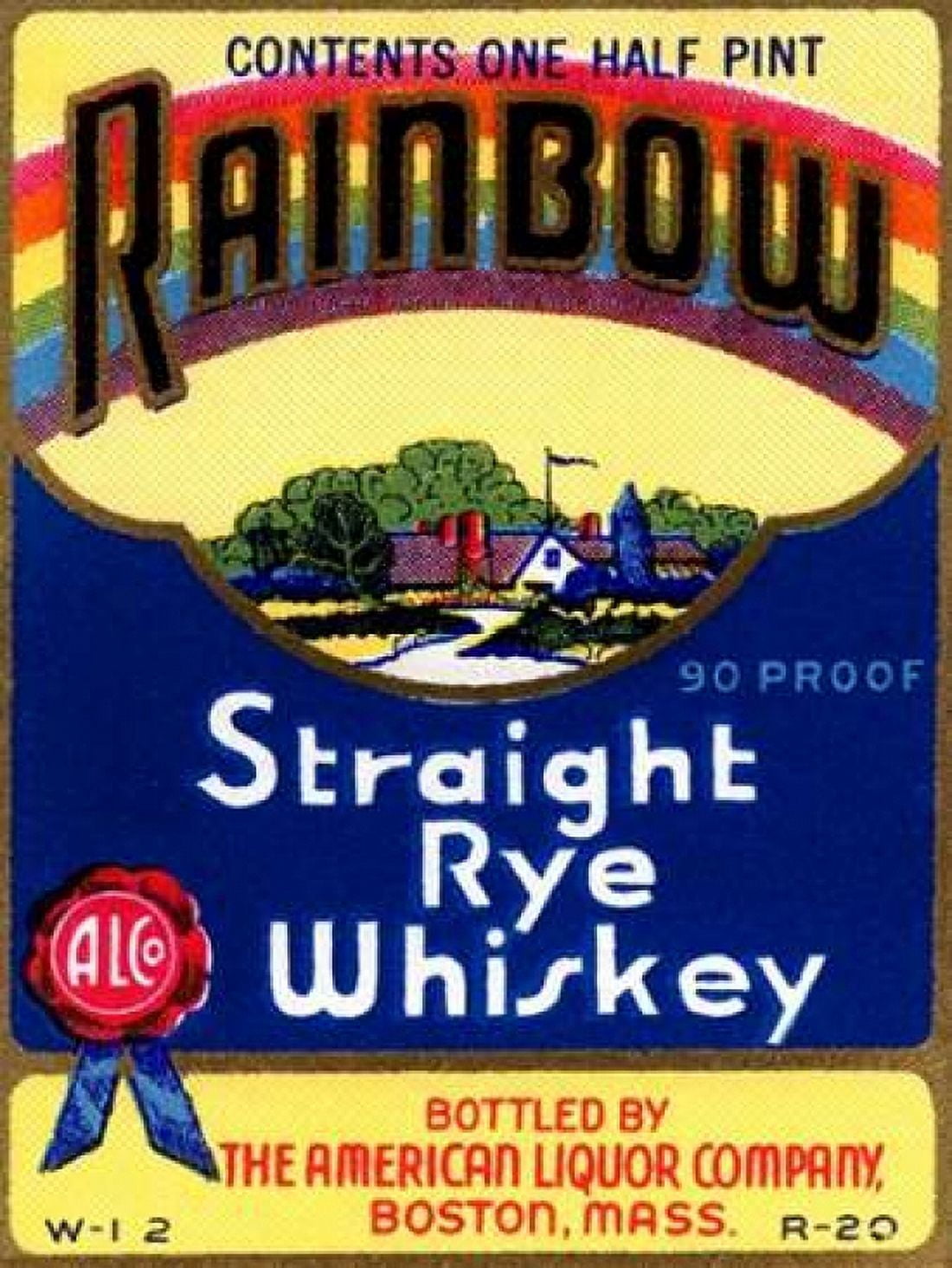 Rainbow Straight Rye Whiskey Canvas Art - Vintage Booze Labels (18 x 24)