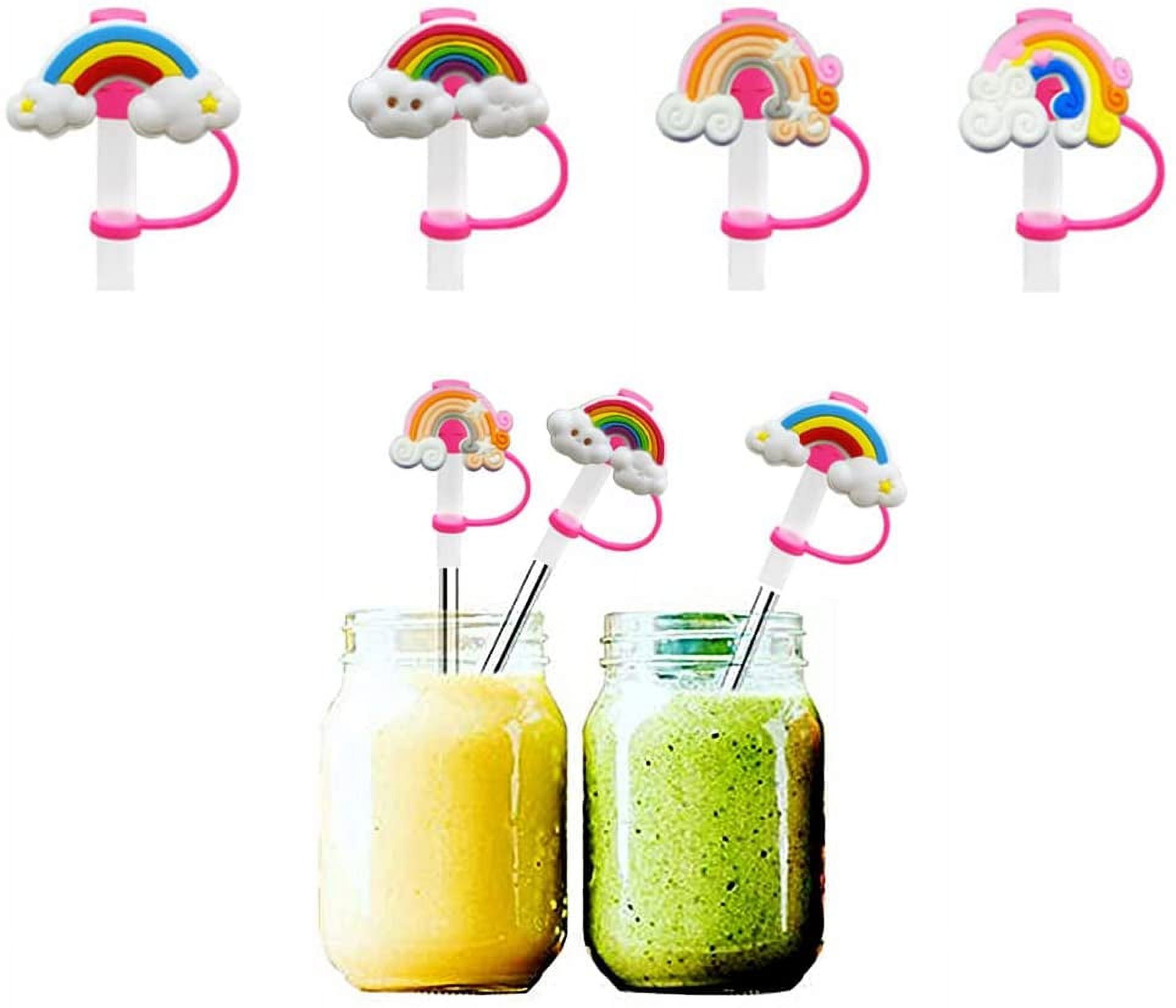 Rainbow Straw Tips Cover Straw Tip Reusable Drinking Straw Covers Plugs