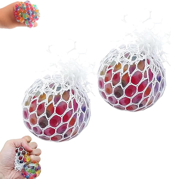 Rainbow Stress Ball, Psychedelic Mesh Squishy Balls for Adults, Sensory Fidget Toys for Anxiety Relief, Office, Colorful Goody Bag Fillers and Party Favors