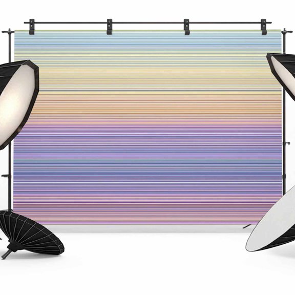 Rainbow Striations Backdrops for Photography, Minimalist Retro Dark Purple Neon Bands Fabric Photo Background Sturdy Studio Props for Photo Studio, Video Recording, Booth & Photoshoot 10x8ft