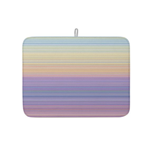 Rainbow Striations Dish Drying Mat 18x24 inch Minimalist Retro Dark Purple Neon Bands Super Absorbent Microfiber Dish Drying Pad for Kitchen Countertops Sink Dish Drainer Racks Coffee Bar Mats 1 Pack