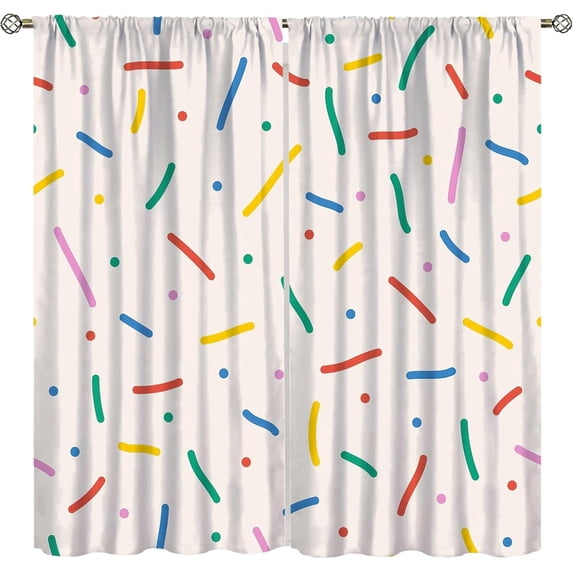 Rainbow Strip Curtains, Cute Colourful Rainbow Dots Bohemian Style Window Treatments, Bedroom Living Room Blackout 42"W x 63"L (Pack of 2)