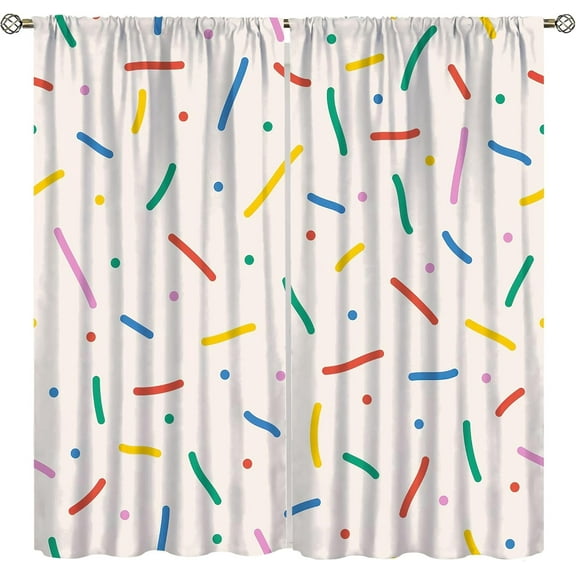 Rainbow Strip Curtains, Cute Colourful Rainbow Dots Bohemian Style Window Treatments, Bedroom Living Room Blackout 42"W x 96"L (Pack of 2)