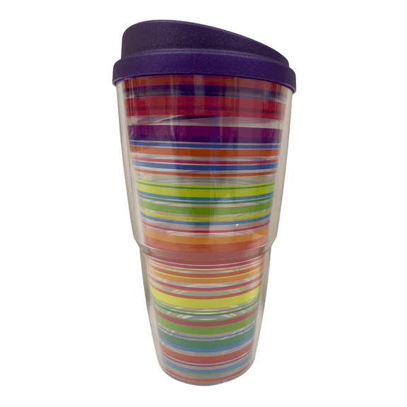 Rainbow Stripe 24 Ounce Double Wall Insulated Travel Tumbler