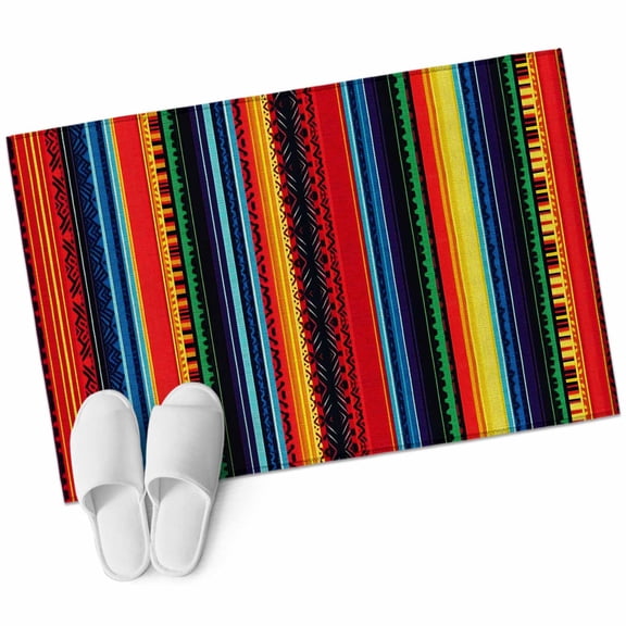 Rainbow Stripe Bathroom Mat 2x3 FT, Non Slip Small Kitchen Mat, Boho Minimalist Geometric Line Washable Soft Backed Front Door Throw Rug Non-Shedding Indoor Outdoor Doormat for Entryway Sink