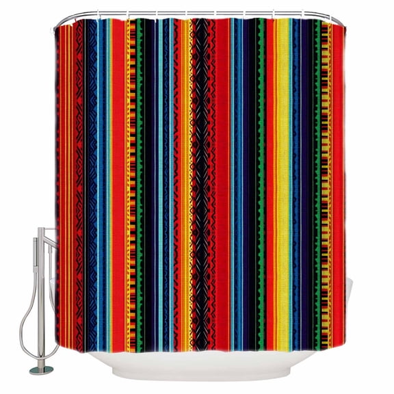 Rainbow Stripe Bathroom Shower Curtains with 12 Hooks Polyester Waterproof Shower Curtain for Stalls and Bathtubs Boho Minimalist Geometric Line Decorative Bathroom Privacy Curtain 36x78 Inches