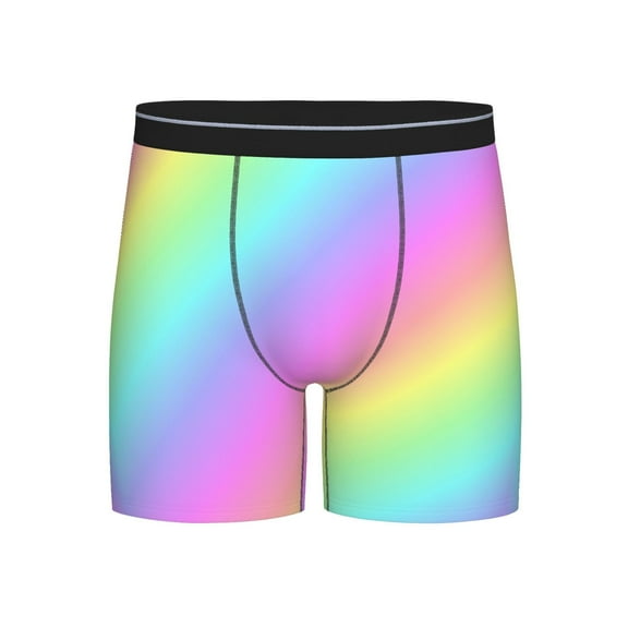 Rainbow Stripe Boxer Briefs Novelty Underwear With Fly Underwear For Men