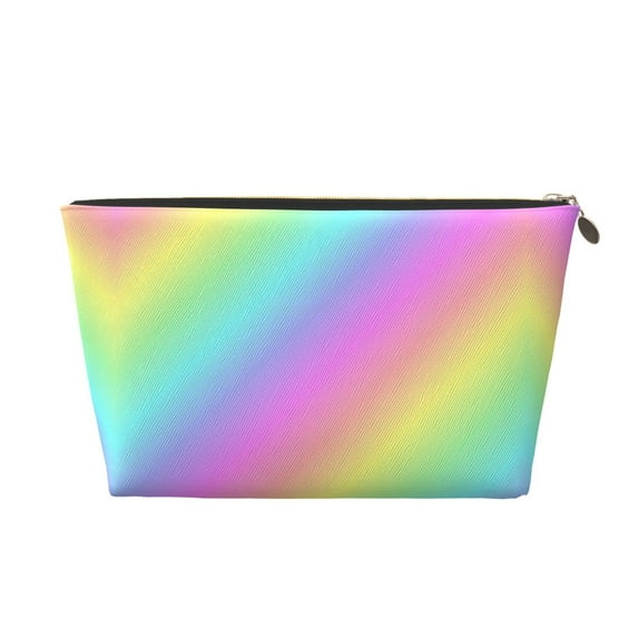 Rainbow Stripe Handbag Purse Tote Organizer Zipper Closure Cosmetic Pouch Bag For Travelling