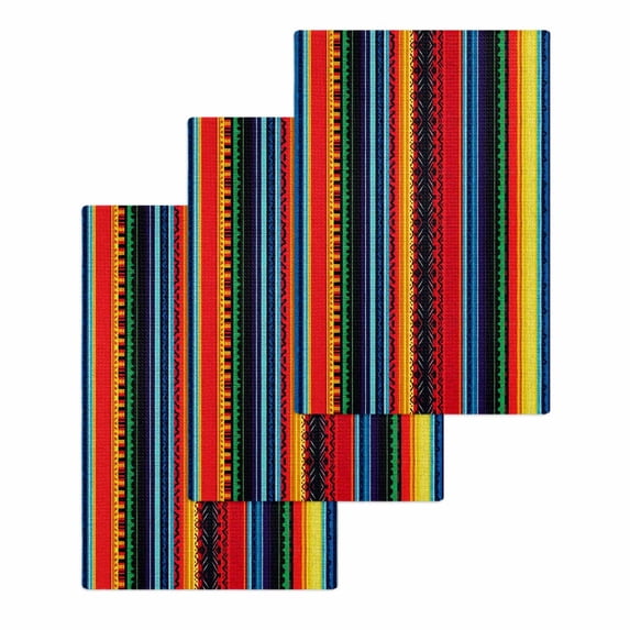 Rainbow Stripe Kitchen Dish Towels for Drying Dishes Set of 3, Boho Minimalist Geometric Line Waffle Weave Microfiber Hand Tea Bathroom Towels Quick Dry & Absorbent Towel 15.7x23.6