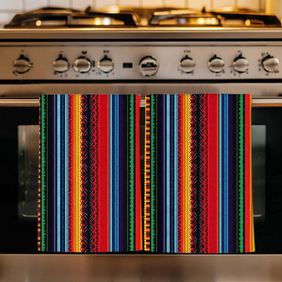 Rainbow Stripe Kitchen Towels Set of 3, Boho Minimalist Geometric Line Absorbent Dish Towels for Kitchen, Microfiber Hand Towel, Quick Drying Tea Towel for Cleaning Decorative Dishcloths