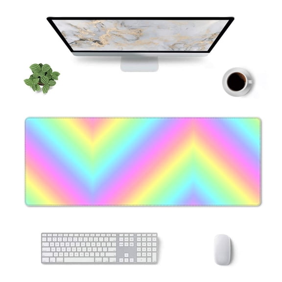 Rainbow Stripe Large Gaming Mousepad For Office Computers Laptop Table Mouse Mat Accessory 11.8 X 31.5 Inches
