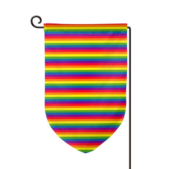 Rainbow Stripe Pattern Double Sided Garden Flag for Indoor Outdoor Decorations 12.5 * 18 Inches Fillet