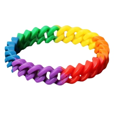 Black Faux Leather Braided LGBT Pride Bracelet - Stainless Steel Cuff, Unisex