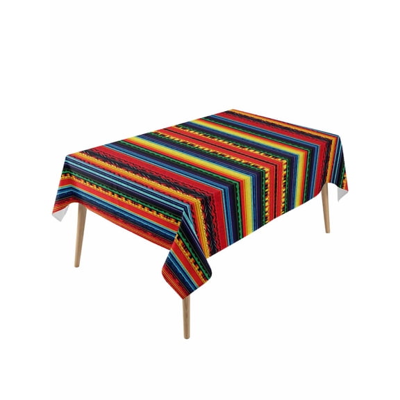 Rainbow Stripe Table Cloth, Boho Minimalist Geometric Line Waterproof Tablecloth for Rectangle Tables, Reusable Washable Fabric Table Cover for Restaurant Kitchen Dining Tables 54"x108"