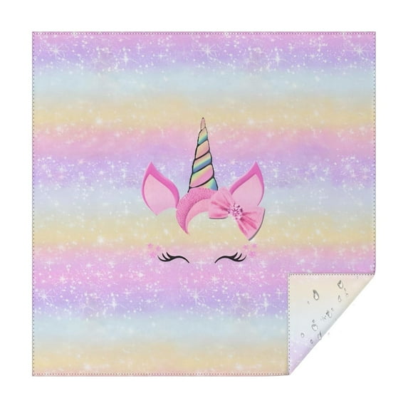 Rainbow Stripe Unicorn Pattern Square Tablecloth,Waterproof Square Table Cover,Wipeable Spillproof Washable Table Cover for Home Kitchen Party Decor 42"X42"(107x107cm)