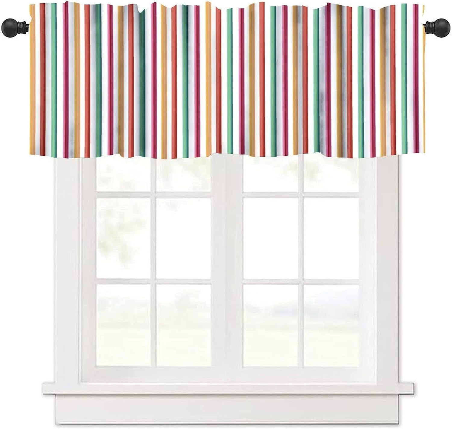 Vintage Colorful Stripe Valance Curtains Abstract Vibrant Stripes 