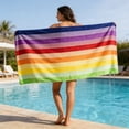 thumbnail image 1 of Rainbow Striped Beach Towel Oversized Quick Dry Microfiber Sand Free Towel for Beach Pool Travel Camping Yoga Picnic Bath Swim Packable Lightweight Summer Towel for Summer Vacation Beach Bag, 1 of 6