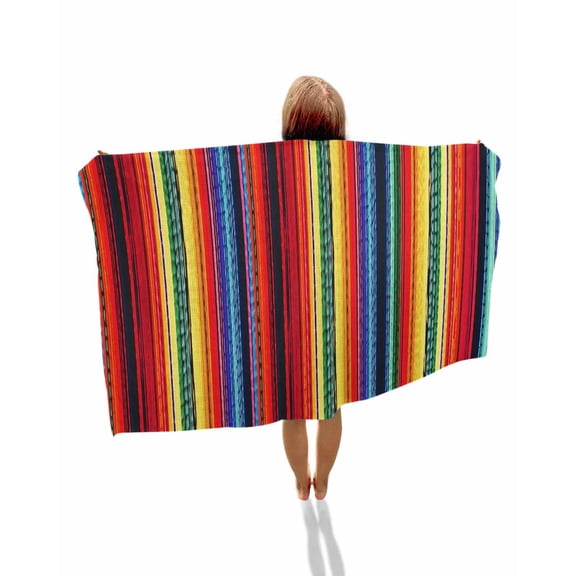 Rainbow Striped Beach Towels Oversized Super Absorbent, Boho Ethnic Colorful Lines Minimalist Lightweight Bath Towel Quick Dry Sets For Bathroom/Pool/Rv Camping/Beach Play/Gym Room/Picnic 23"x47"
