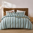thumbnail image 1 of Rainbow Striped Duvet Cover Set Queen Size, 100% Cotton Bedding Set with Zipper Closure & 8 Corner Ties, Luxury Linen Like Bedding, Soft Breathable Comforter Cover for All Seasons, 1 of 12