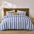 thumbnail image 1 of Rainbow Striped Duvet Cover Set Queen Size, 100% Cotton Bedding Set with Zipper Closure & 8 Corner Ties, Luxury Linen Like Bedding, Soft Breathable Comforter Cover for All Seasons, 1 of 12