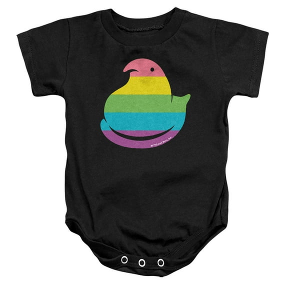 Rainbow Striped Easter Peep Unisex Infant Snap Suit for Baby, Black, Small