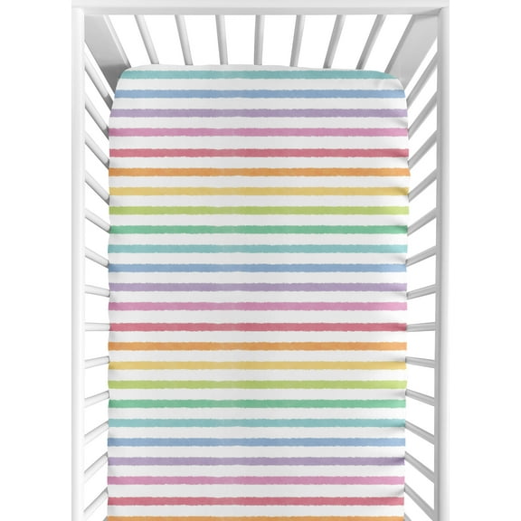 Sweet Jojo Designs Rainbow Striped Multicolor Fitted Crib Sheet
