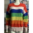 thumbnail image 1 of Rainbow Striped Knit Sweater (M, Orange), 1 of 2